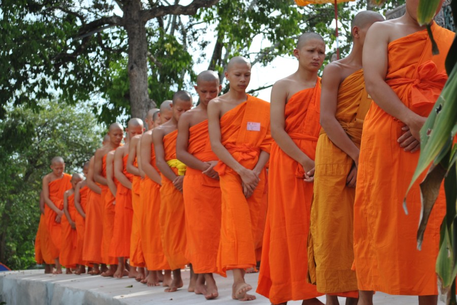 Volunteers Visting the Novices During Walking Meditation January 2015