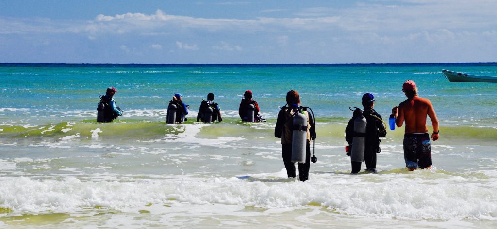 getting ready for dive