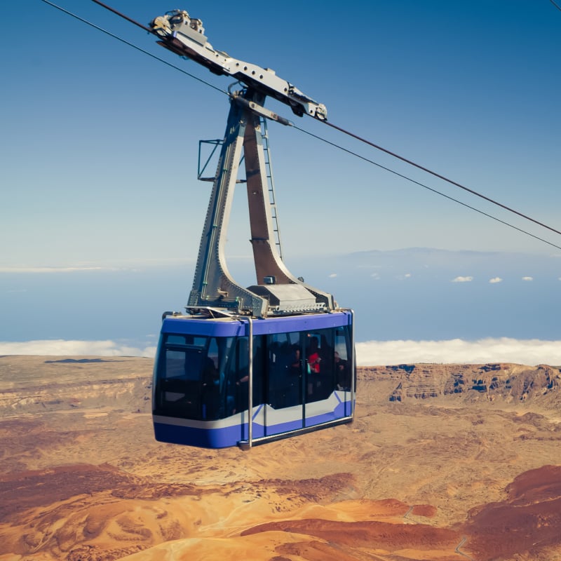 Cable car up an active volcano