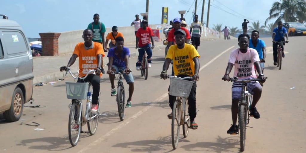People riding bicycles in Ghana