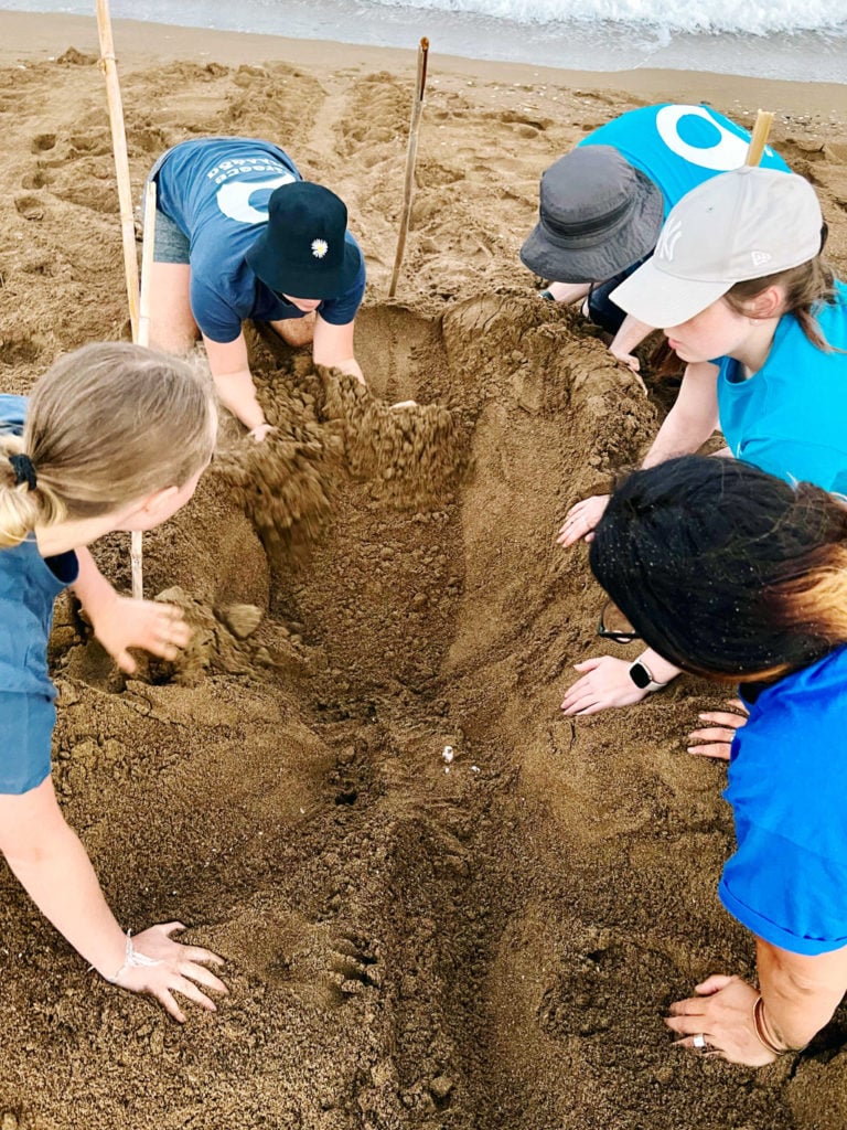 Volunteers working on a beach in Greece