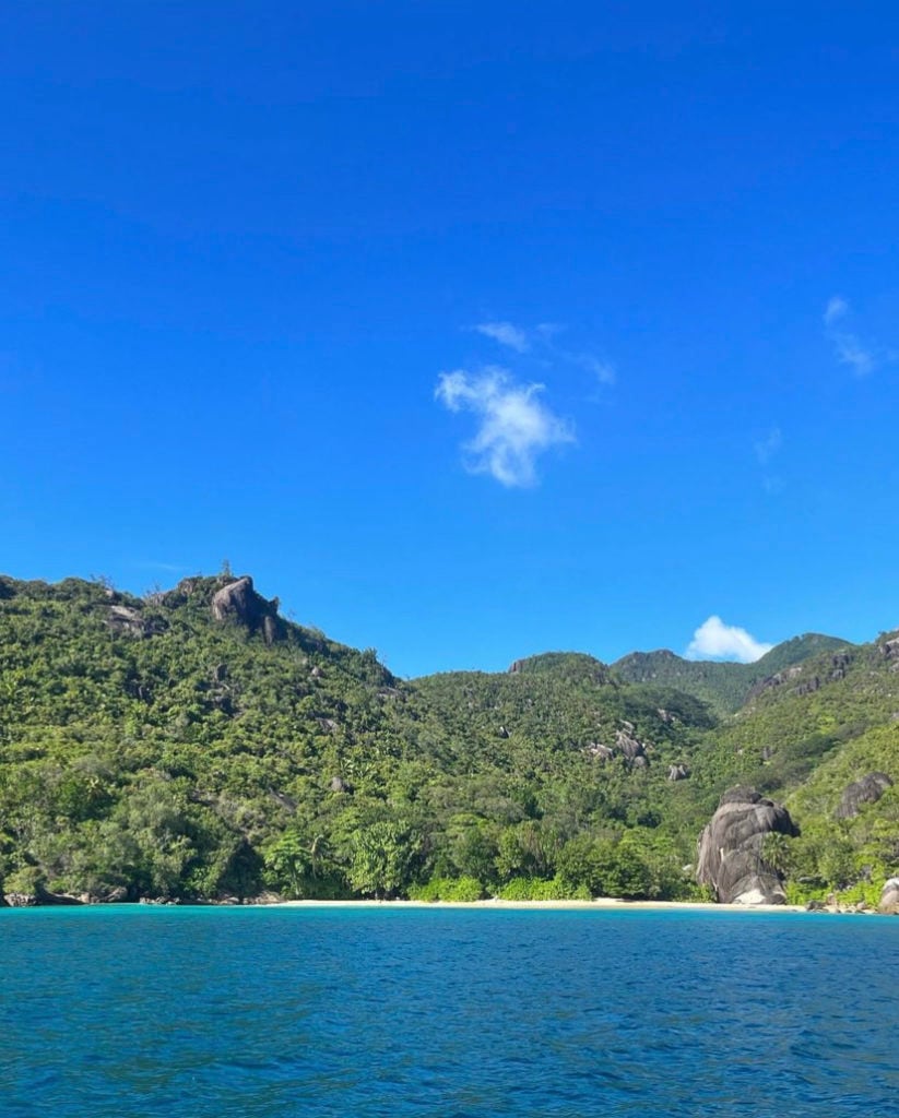 Blue skies in the Seychelles