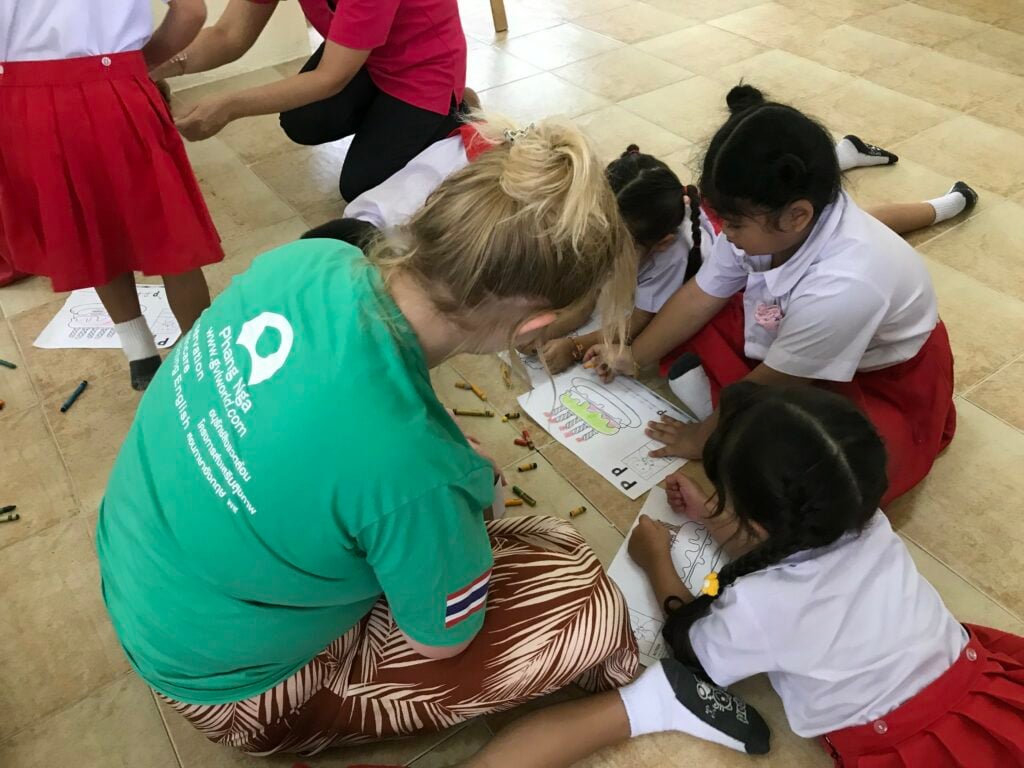 Volunteers performing various activities in Phang Nga.