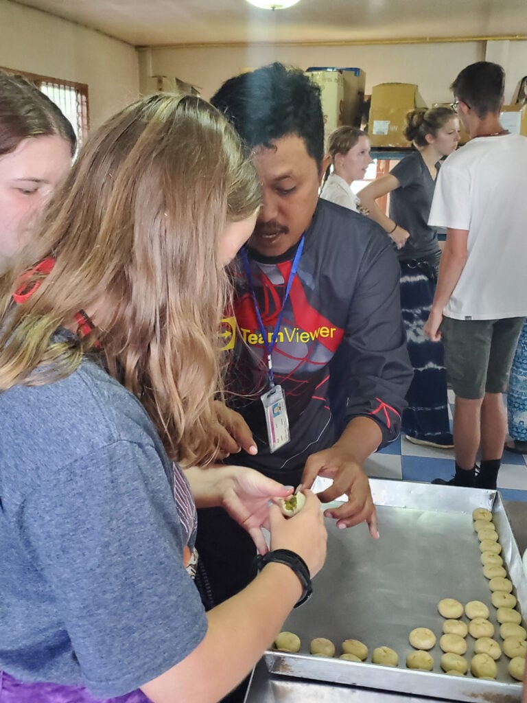 participant learning to bake