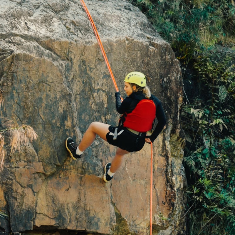 Climb rock formations in the jungle