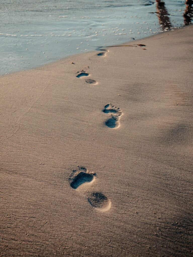 footprints at the beach