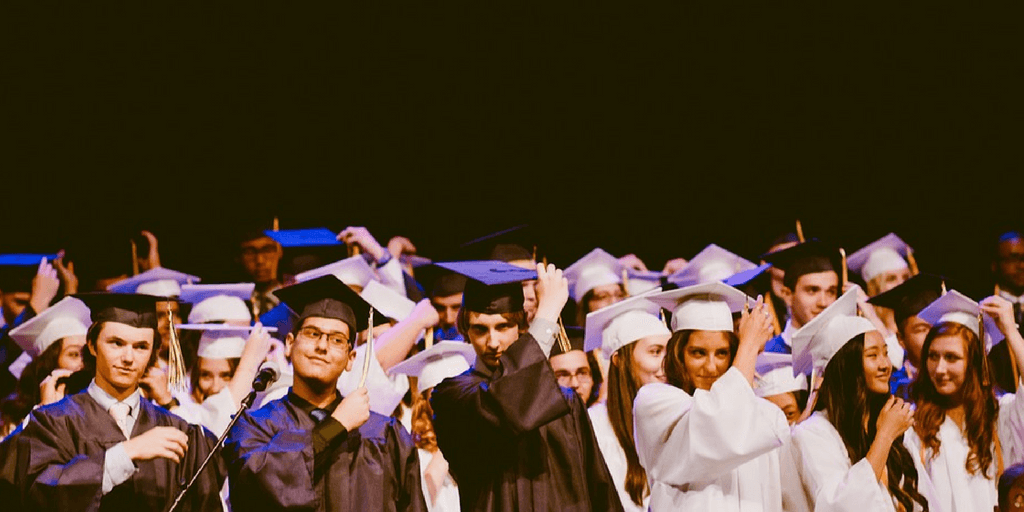 Graduates in graduation ceremony