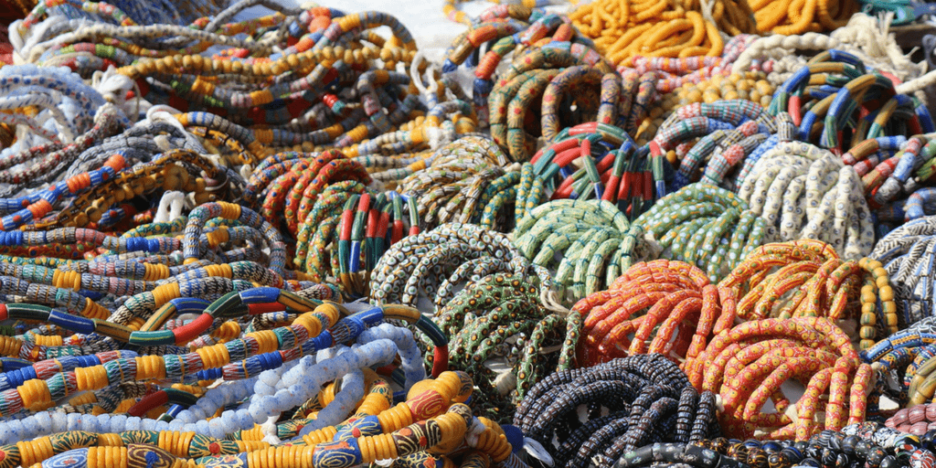 Handcrafted bead necklaces. 