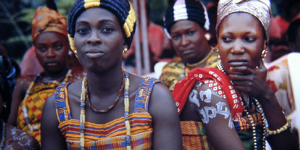 Ghanaian women dressed up in their traditional attire. 