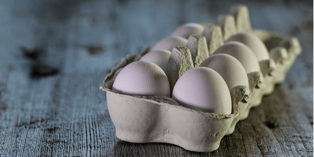 Eggs in an egg carton.