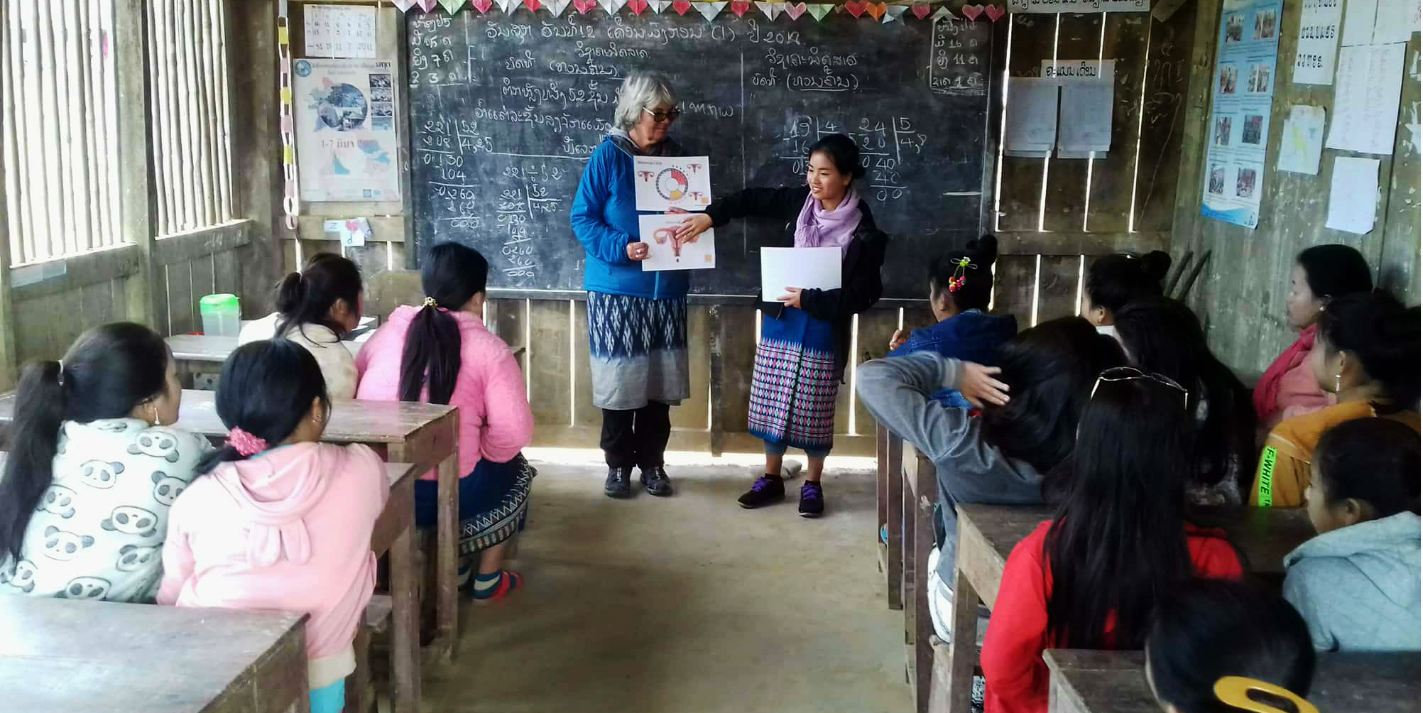 volunteer leading women's health classes on a short-term volunteering program