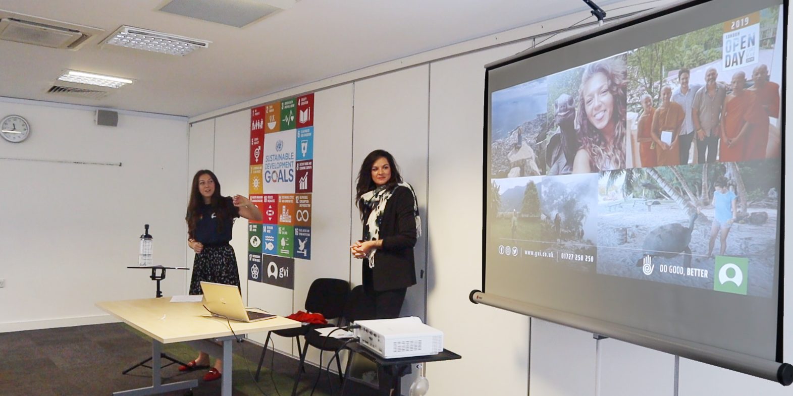 GVI staff giving a presentation at the Open Day.