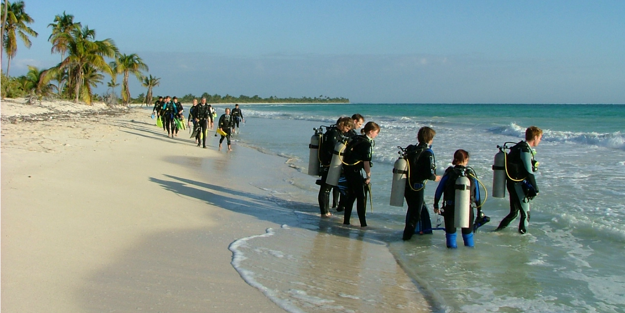 GVI participants work toward gaining their PADI certification on a marine conservation base in Mexico. 