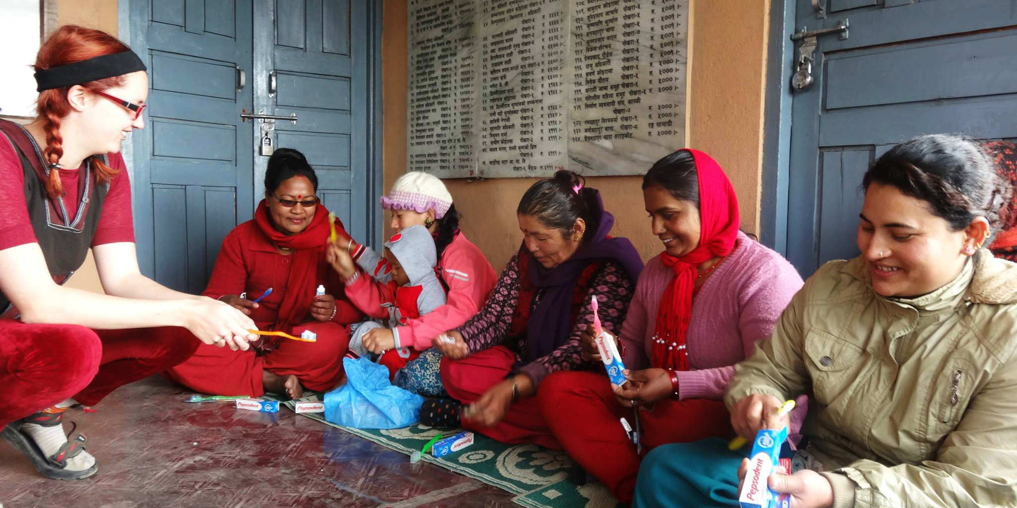 Heathcare volunteers conduct preventative healthcare workshops on toothcare in Pokhara, Nepal.