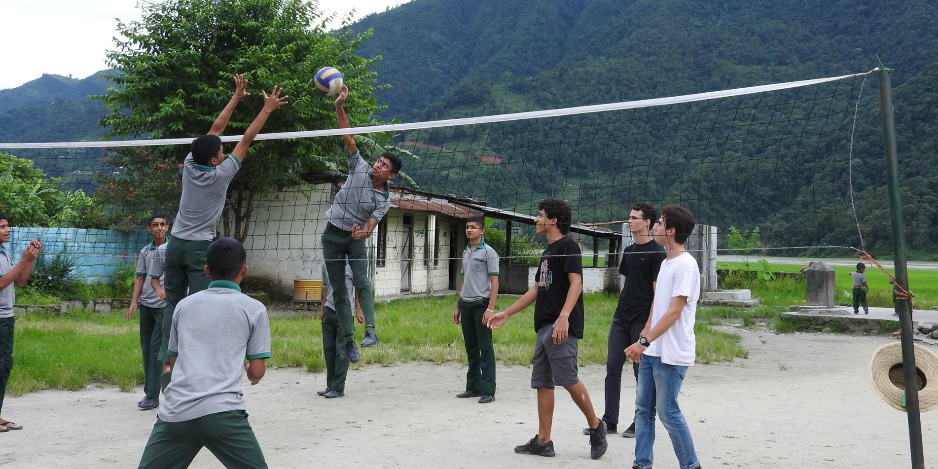 Health volunteers identified issues around upper body strength in Pokhara, Nepal. Volleyball, and other sports were introduced as part of efforts to reach UN SDG 3: Good Health and Wellbeing.