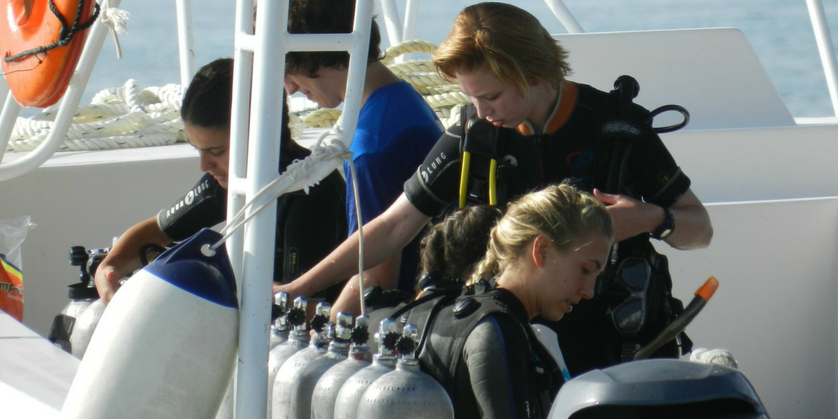 As part of their PADI dive certification, GVI participants complete mandatory dives, while contributing to marine conservation research.