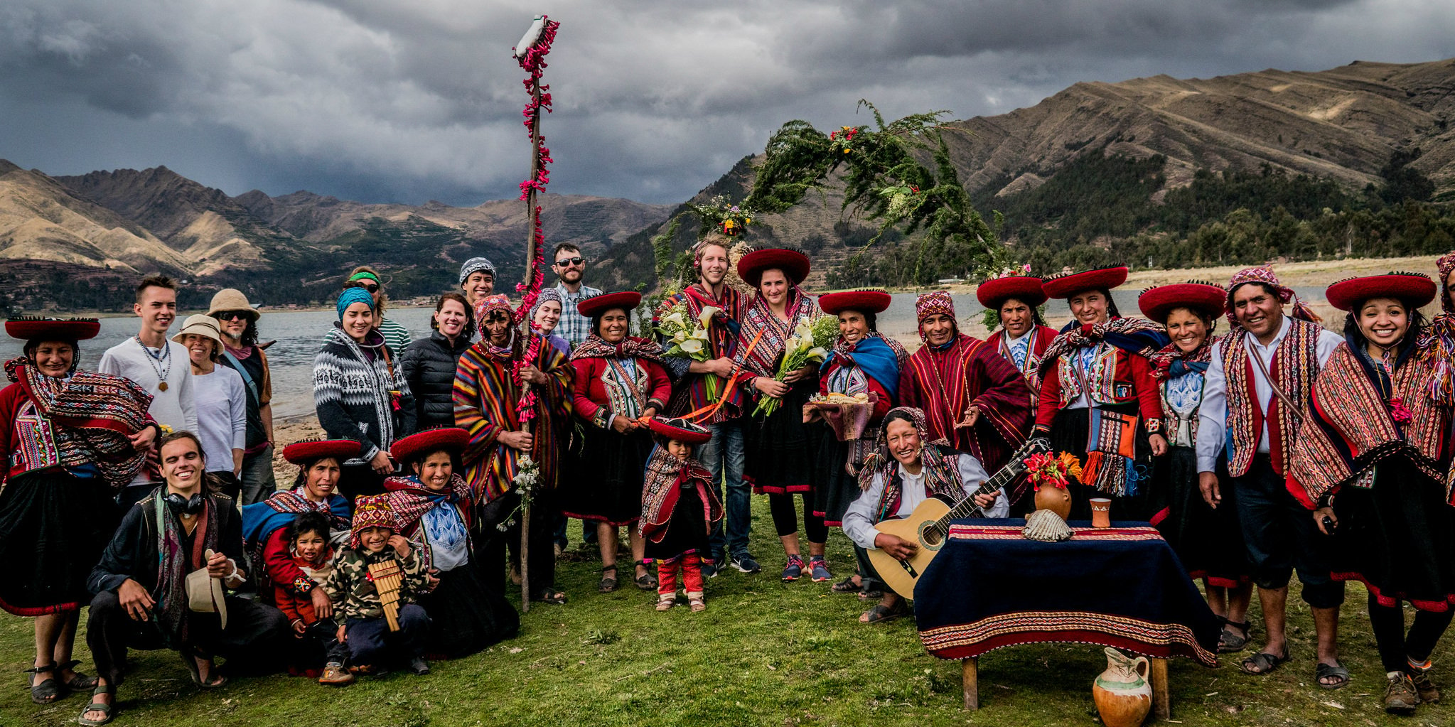While taking part in gap year travel, GVI participants in Cusco take part in a traditional wedding.