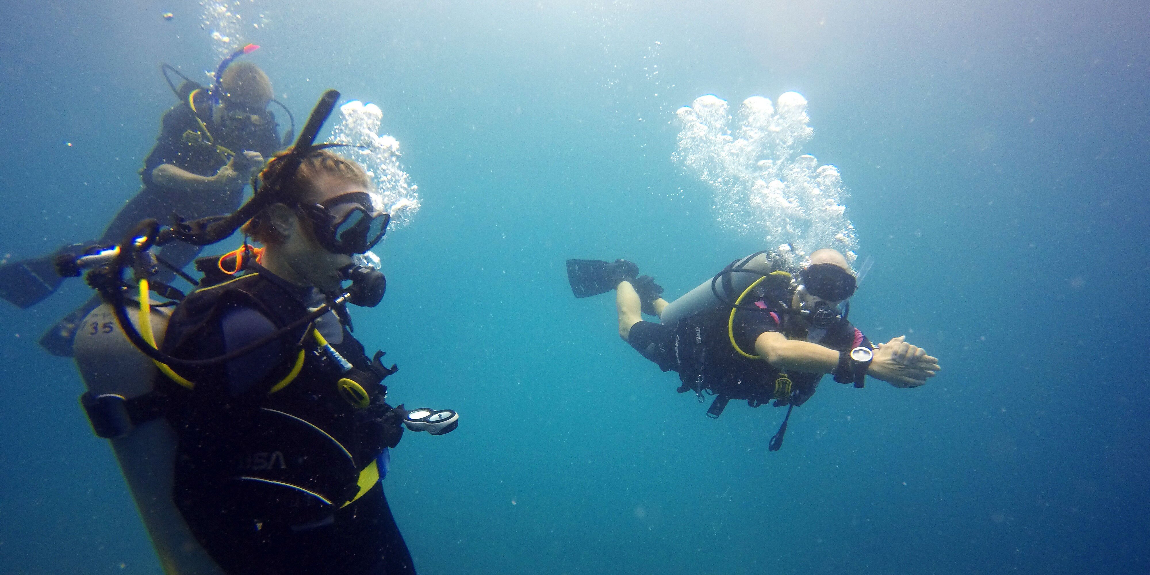 These participants complete data collection dives while on marine conservation programs with GVI.