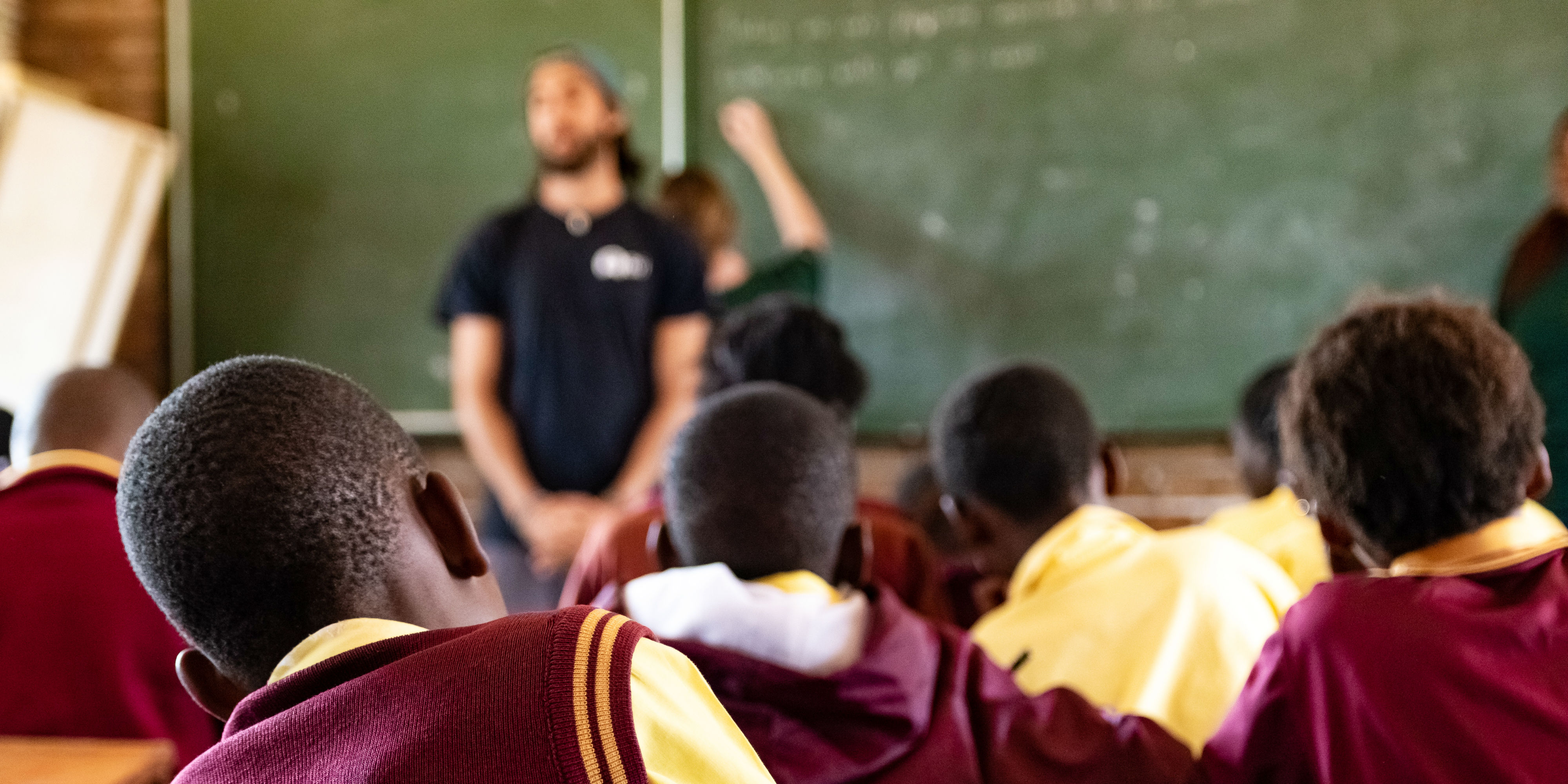 Teach English abroad interns lead a lesson in a school in Limpopo, South Africa.