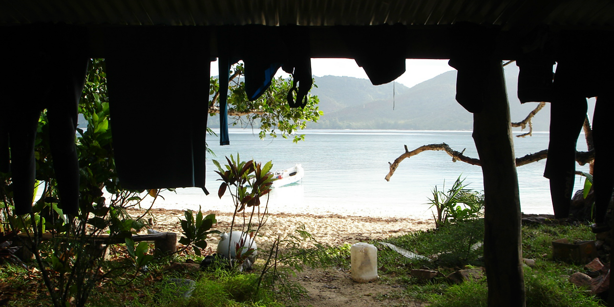 GVI's accommodation on Curieuse Island is right on the beach.