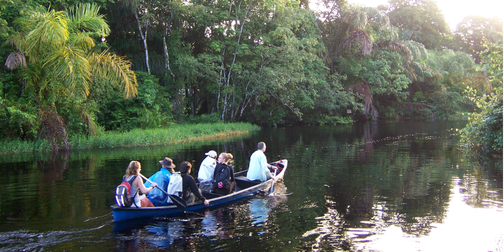 GVI participants set off down a canal in Jalova, Costa Rica on a data collection trip.