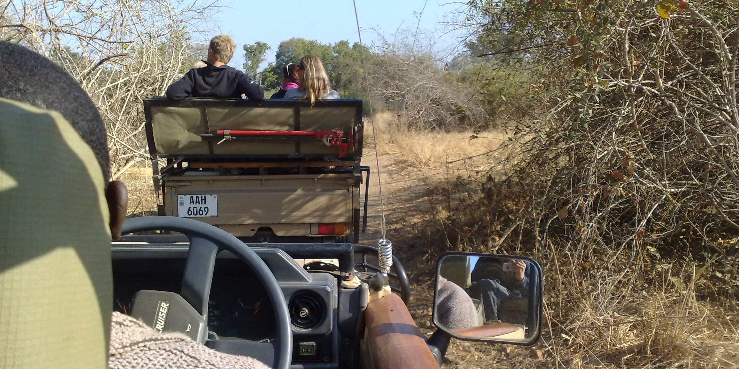 A group enjoys a Zambia safari.