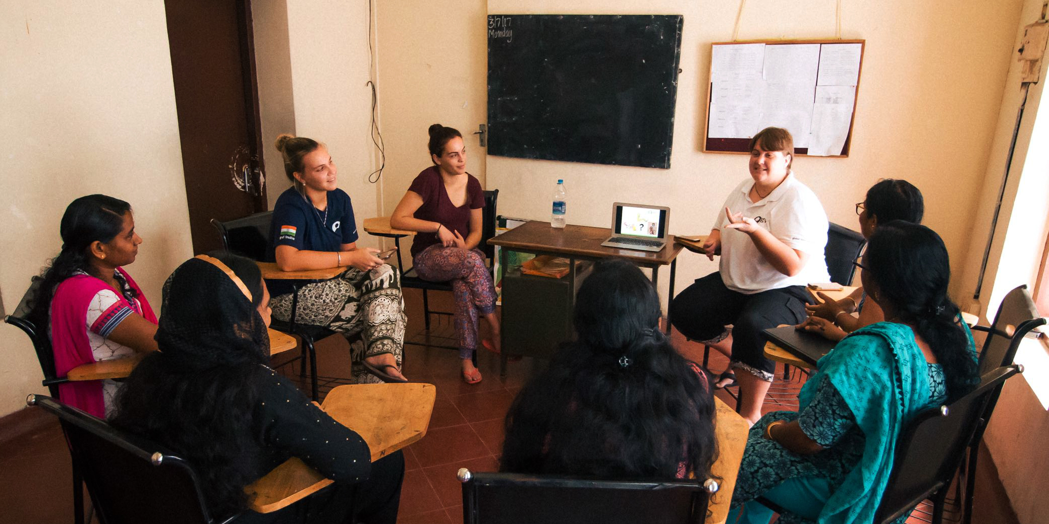 A GVI staff member leads a women's empowerment workshop in Kerala, India.