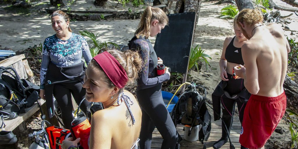 GVI volunteers earn their open water advanced PADI certificate on the marine conservation internship.