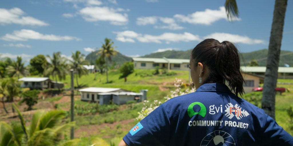 A GVI volunteer looking out over the view in Dawasamu.