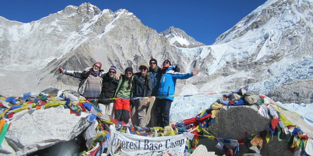 Volunteers summit everest base camp in Nepal