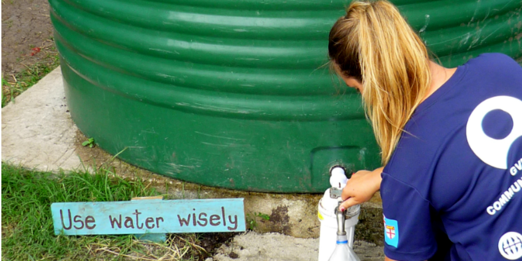A GVI volunteer saving water.