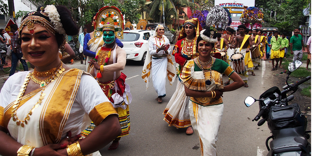 Travel to Kerala, India and see Kathakali dancers.