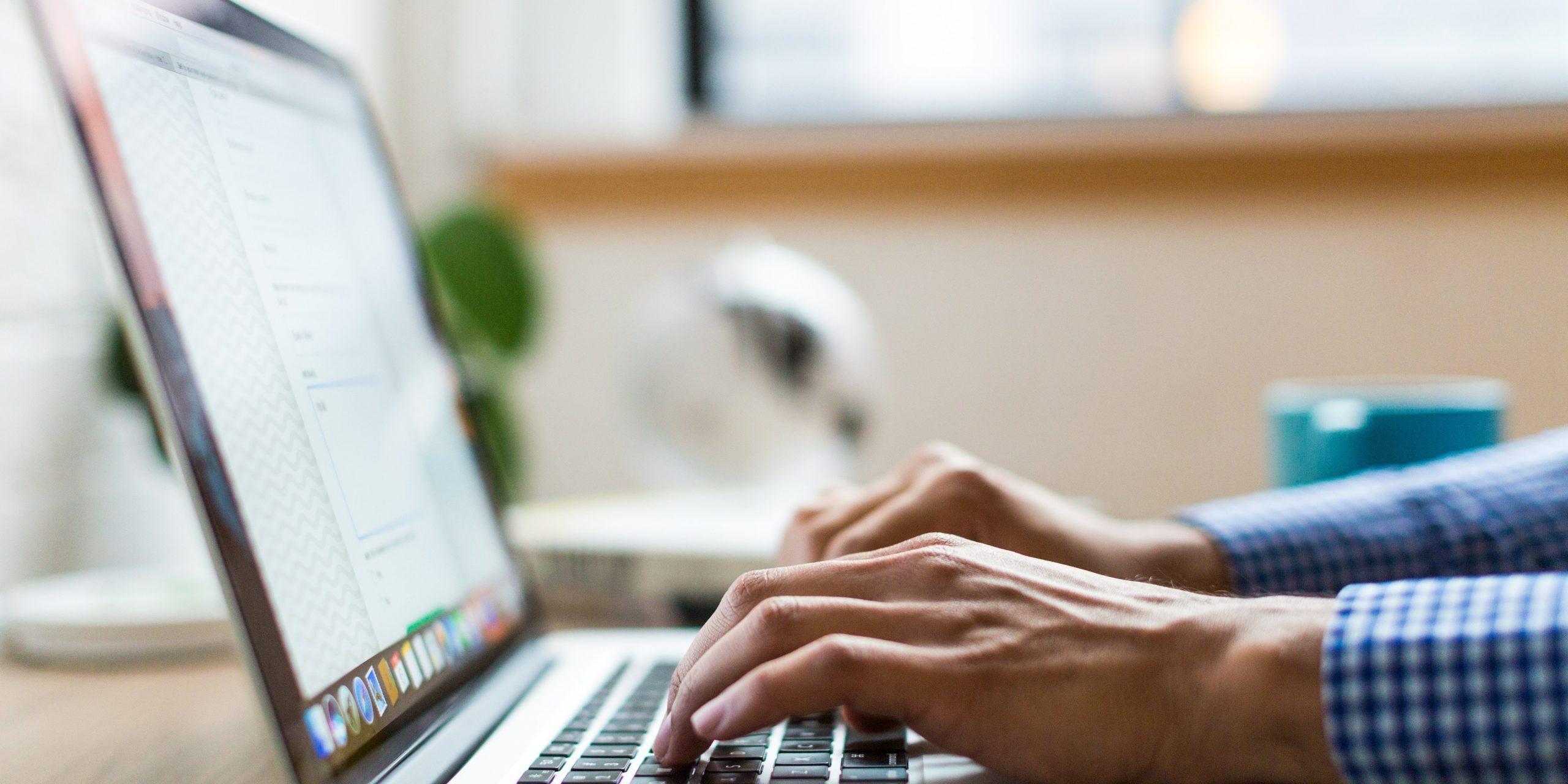 A person types on a laptop and completes an online course in marine conservation