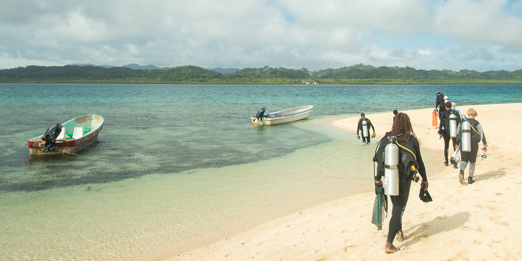 Participants get ready to participate in a dive