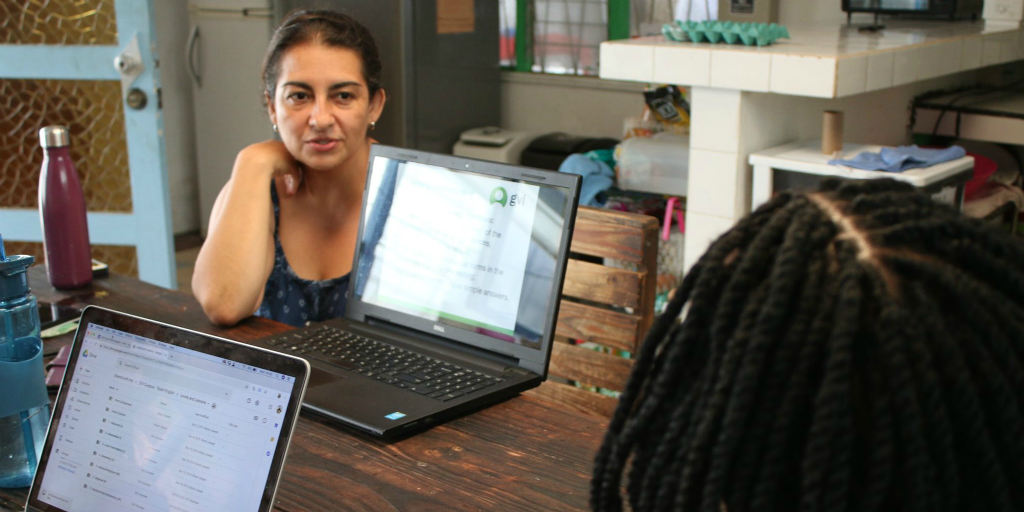 Students learning from laptops