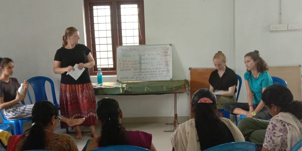 GVI volunteer gaining public speaking experience on women's empowerment program