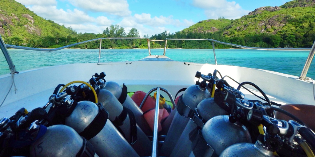 Oxygen tanks are very important for dives during a marine conservation internship. 