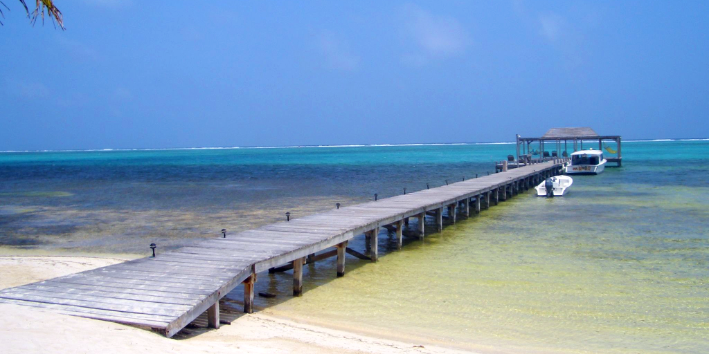A beach deck in Belize. 